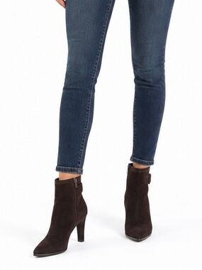 Aquatalia by Marvin K. Brown Suede Leather Ankle Boots Italy Women’s 6 Side Zip
